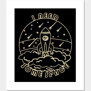 I need some space - Spaceship in black Posters and Art